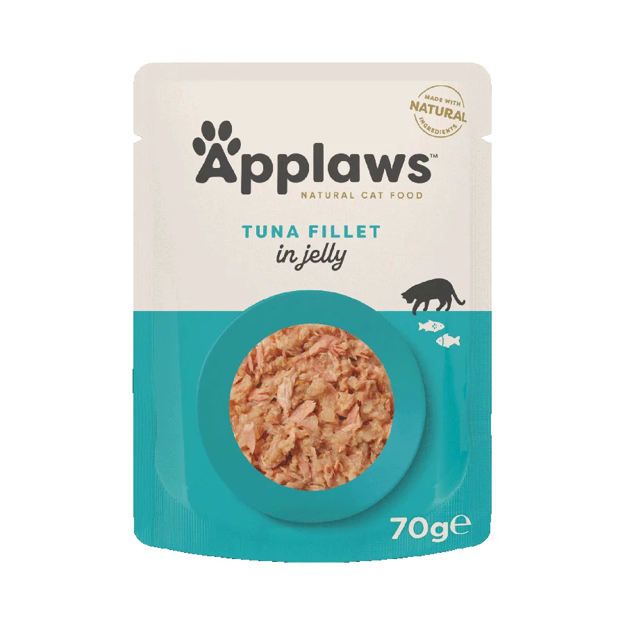 Clean Applaws Natural Wet Adult Cat Food Tuna Fillet in Jelly 70g Pouch Selected