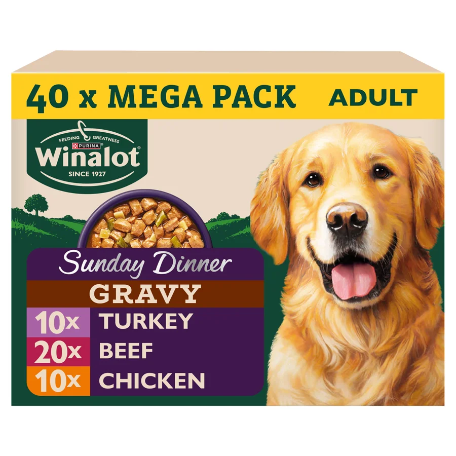 Casual Winalot Wet Adult Dog Food Mixed In Gravy Sunday Dinner 40x100g Superior