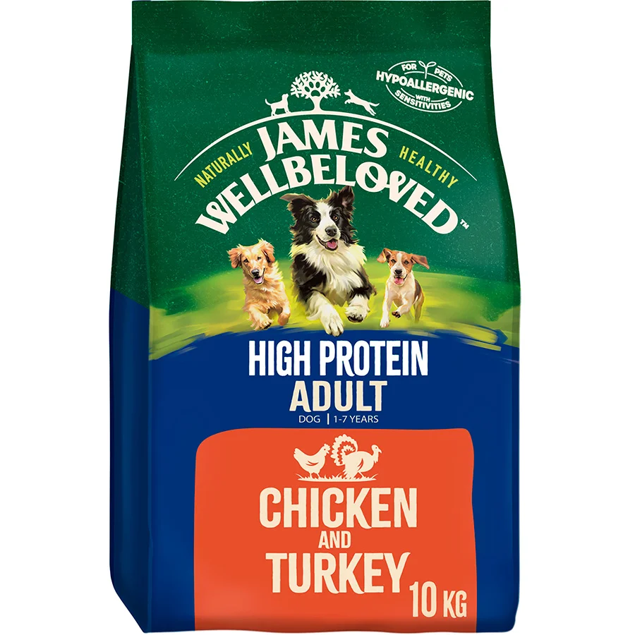 Quality James Wellbeloved High Protein Grain Adult Dry Dog Food Chicken Turkey 10kg Recyclable