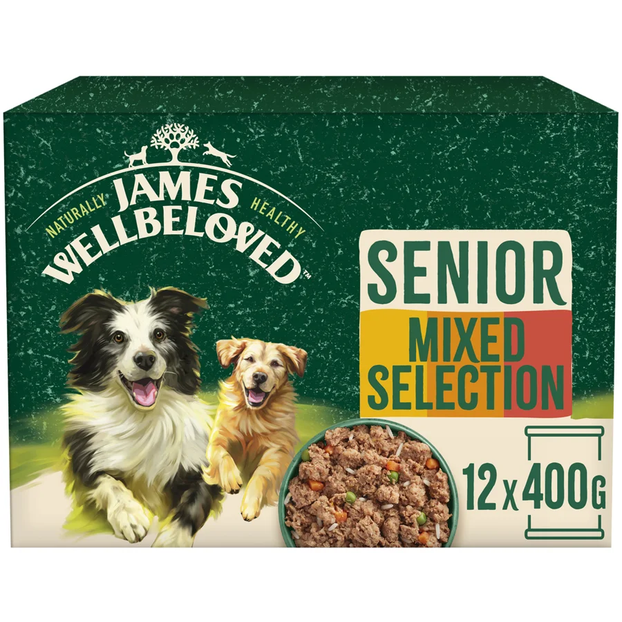Easy-to-Use James Wellbeloved Senior Dog Wet Food Turkey， Lamb Chicken 12x400g Flexible
