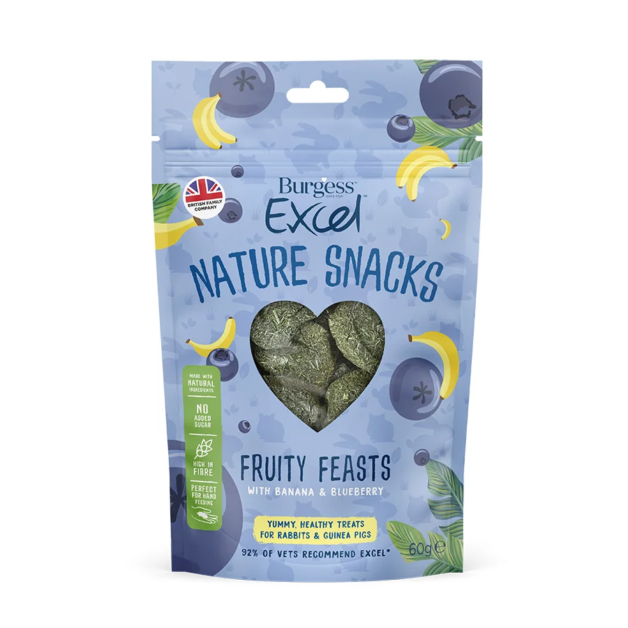 Enhanced Burgess Excel Nature Small Animal Snacks with Banana Blueberry 60g Powerful