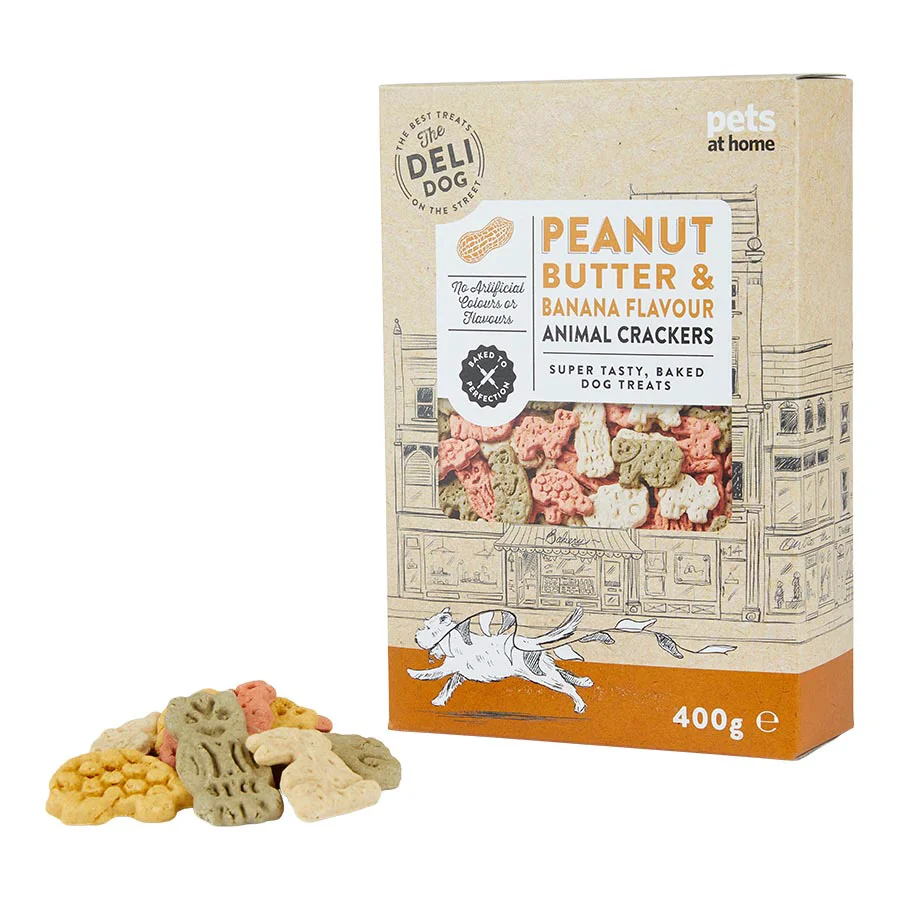 Secure The Deli Dog Peanut Butter Banana Animal Crackers Treats 400g Practical
