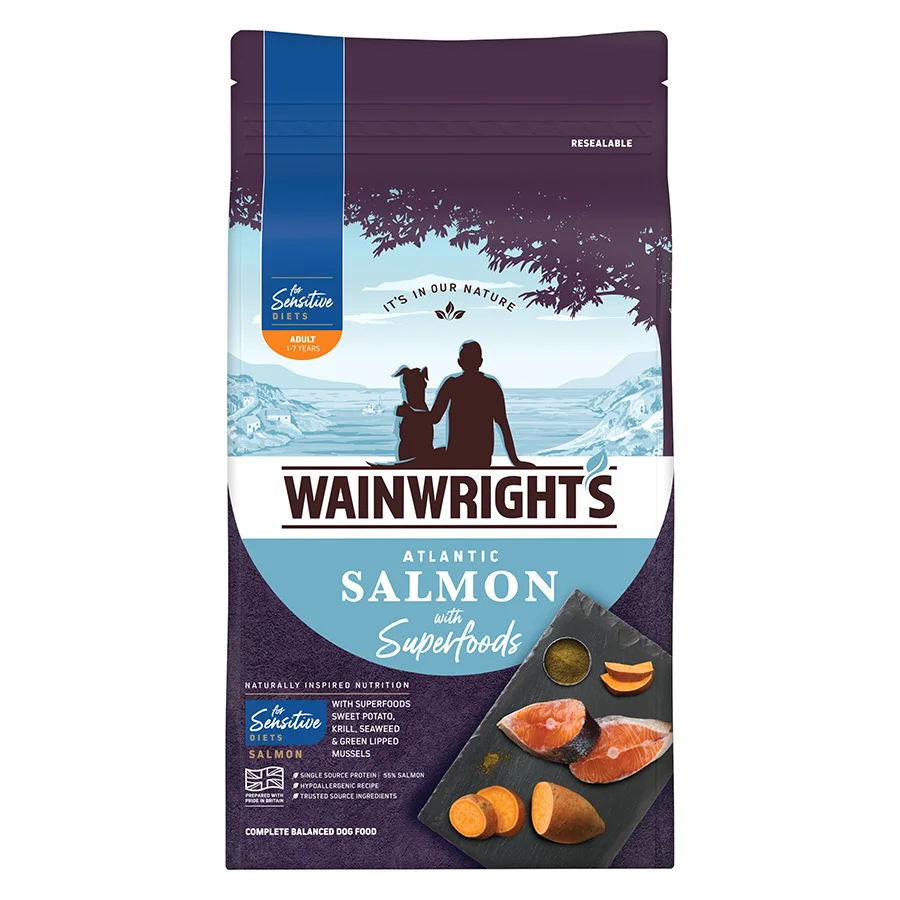 Versatile Wainwright x27 s Sensitive Adult Dry Dog Food Atlantic Salmon With Superfoods Superior
