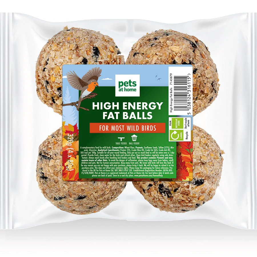 Crafted Pets at Home High Energy Wild Bird Fat Balls 4 Pack Fast