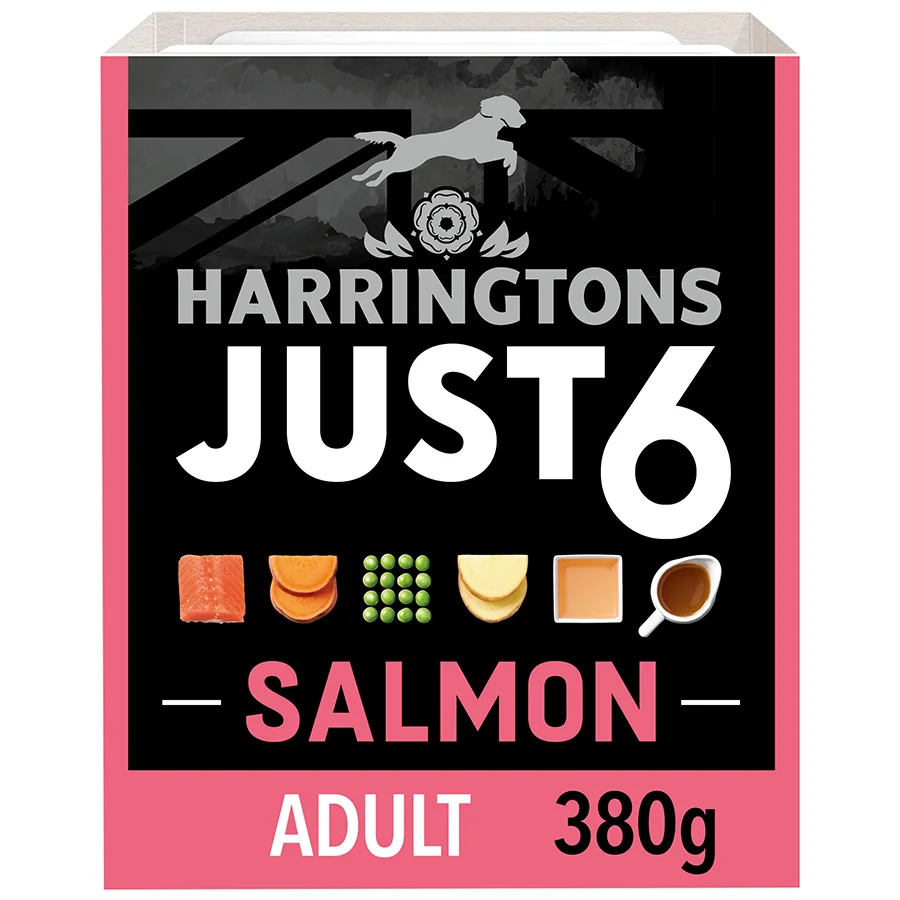 Reliable Harringtons Just 6 Complete Wet Adult Dog Food Salmon 380g Quality