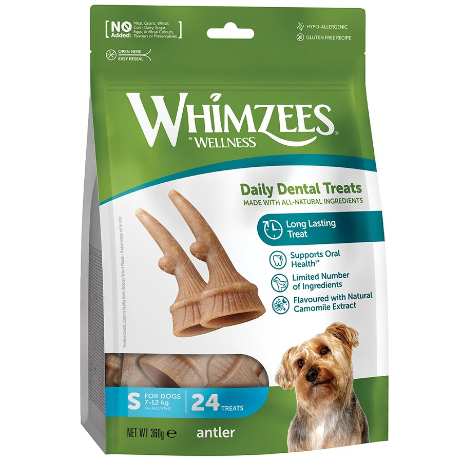 Official Whimzees Daily Dental Antlers Small Dogs 24 Pack 360g High-Performance