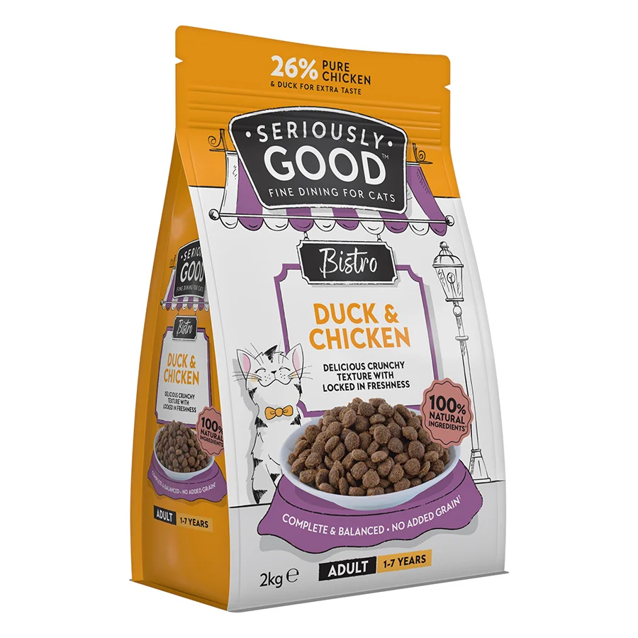 Prestigious Seriously Good Dry Adult Cat Food Duck Chicken 2kg Powerful