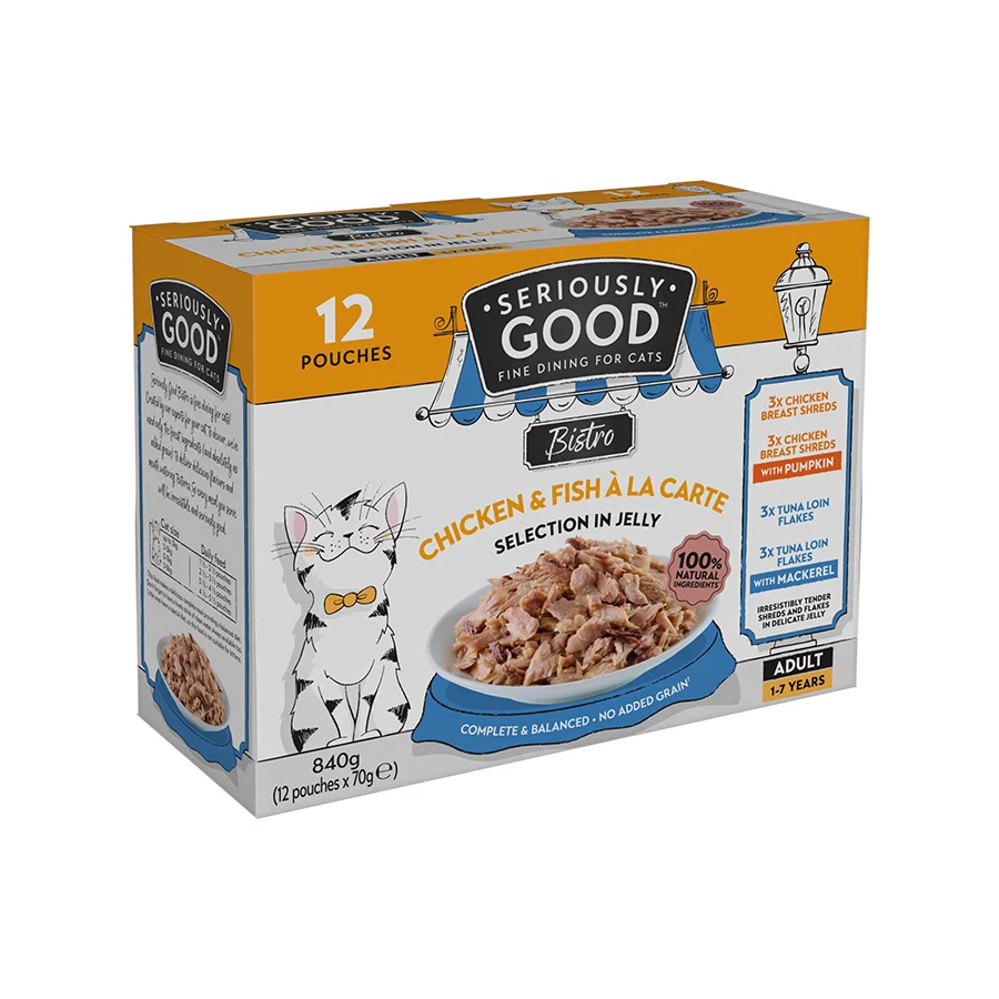 Unique Seriously Good Wet Adult Cat Food Chicken Fish 12x70g Quality