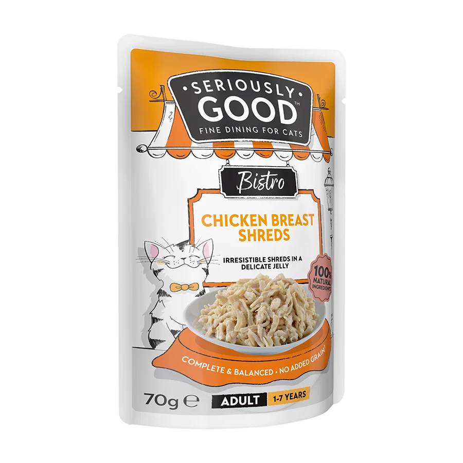 Specialty Seriously Good Wet Adult Cat Food Chicken Breast Shreds In Jelly 70g Effective