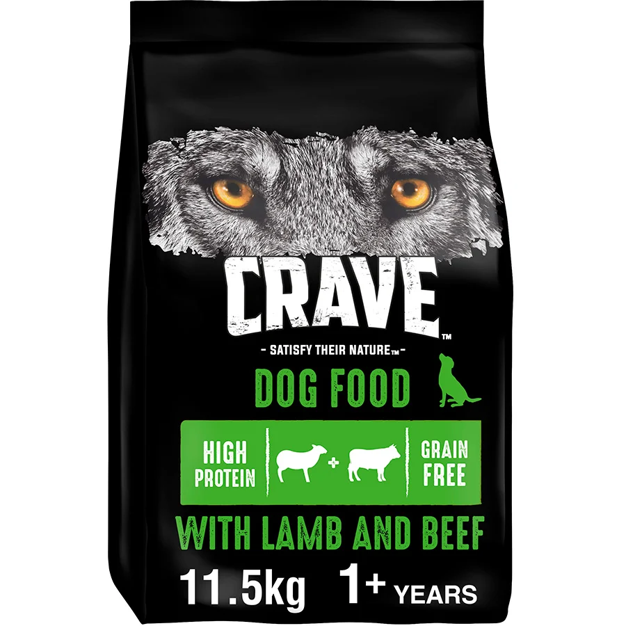Versatile Crave Adult Dry Dog Food Lamb Beef 11.5kg Efficient