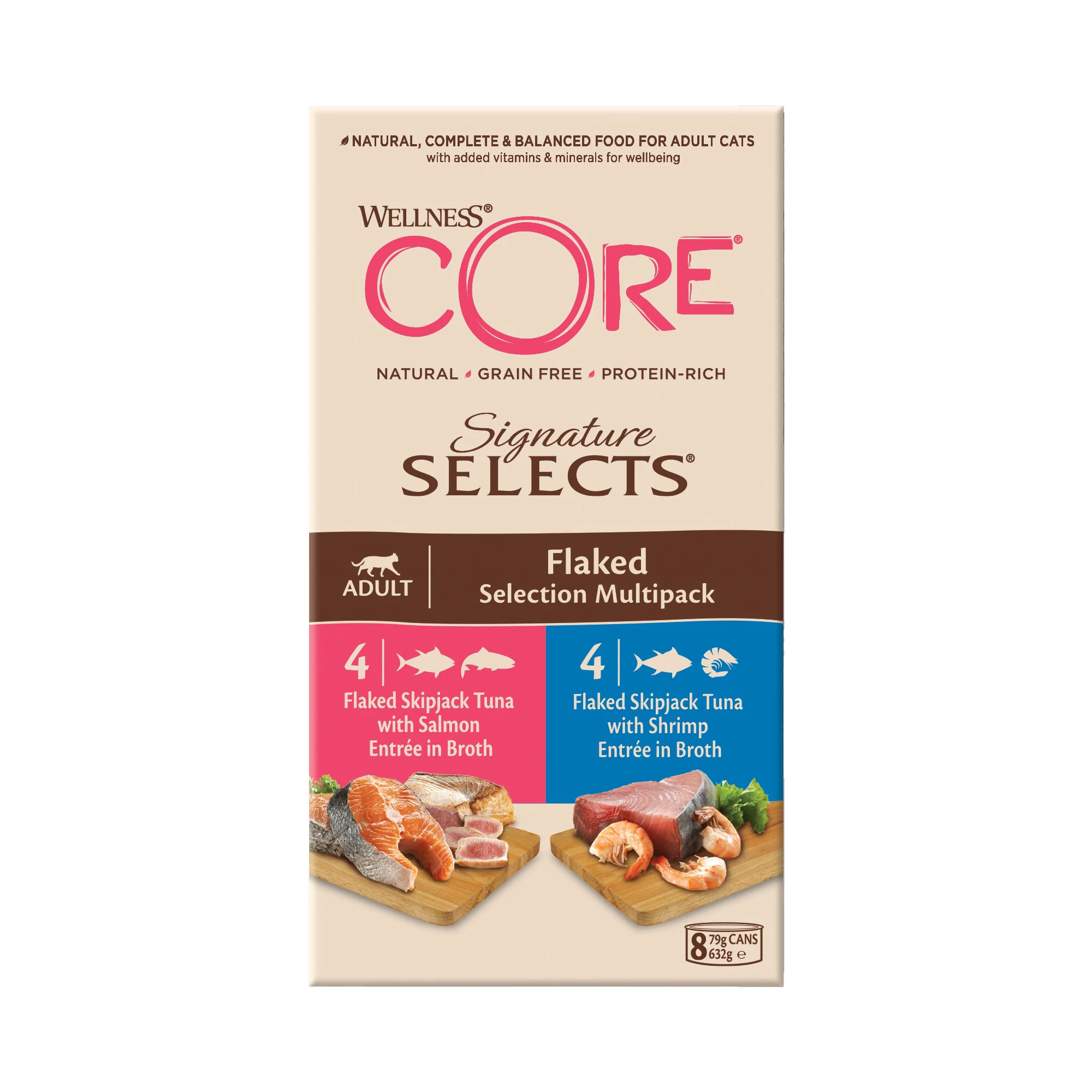 Durable Wellness Core Signature Selects Flaked Adult Cat Food 8x79g First-Class