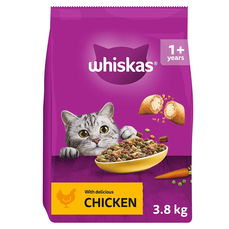 Smart Whiskas 1 Adult Dry Cat Food Chicken 3.8kg Eco-Friendly