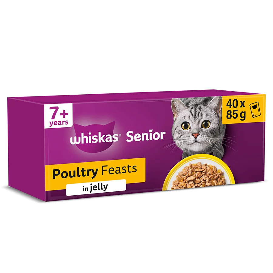 Powerful Whiskas 7 Senior Wet Cat Food Poultry In Jelly 40x85g Effective