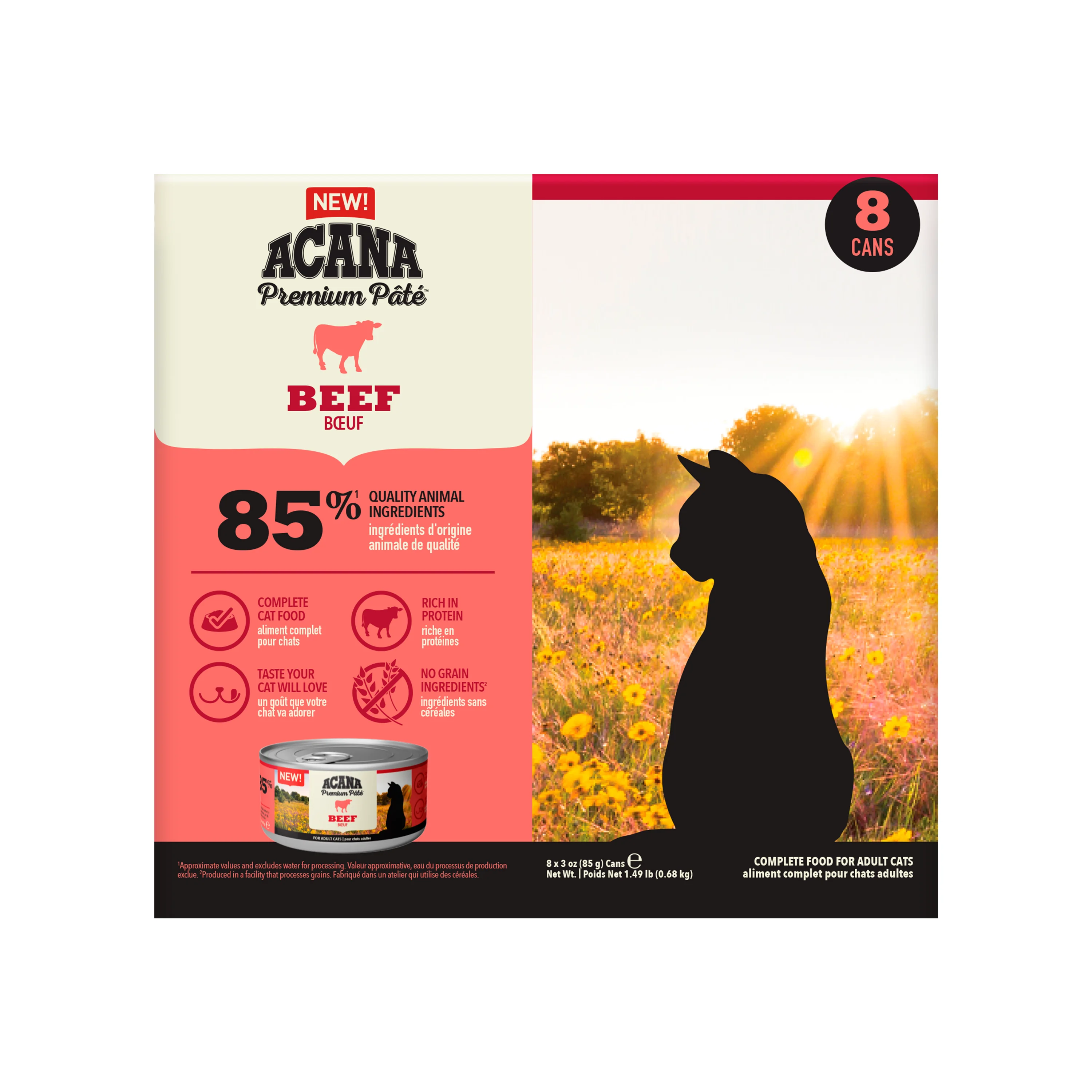 Exceptional ACANA Premium Pate Adult Wet Cat Food Beef x8 Healthy