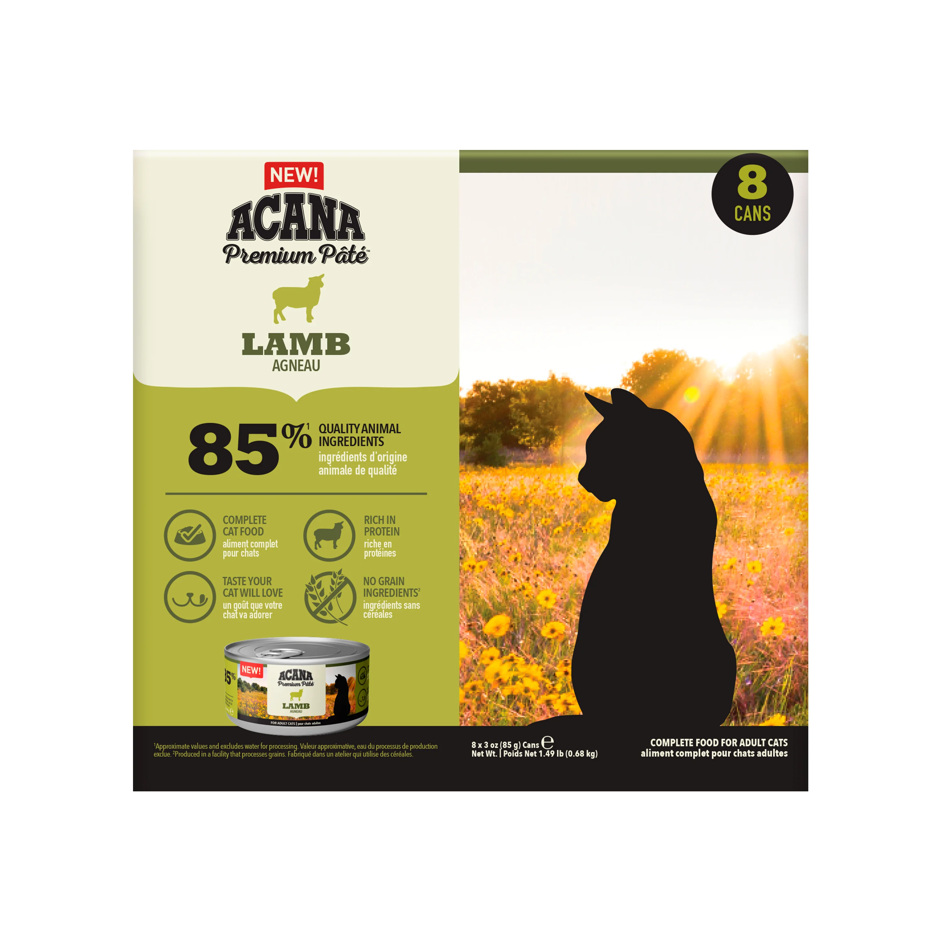 Refined ACANA Premium Pate Adult Wet Cat Food Lamb x8 Selected