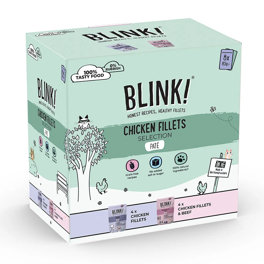 Recyclable Blink Adult Cat Wet Food Chicken Pate Selection 8x85g Authentic