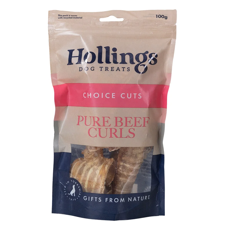 User-Friendly Hollings Beef Curls Dog Treats 100g Secure
