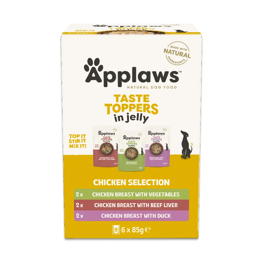Exceptional Applaws Taste Toppers Adult Wet Dog Food Chicken In Jelly 6x85g Fine Crafted