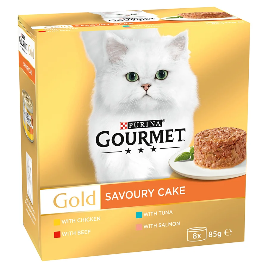 Artisan Gourmet Gold Savoury Cake Wet Adult Cat Food Meat Fish 8x85g Carefully Designed