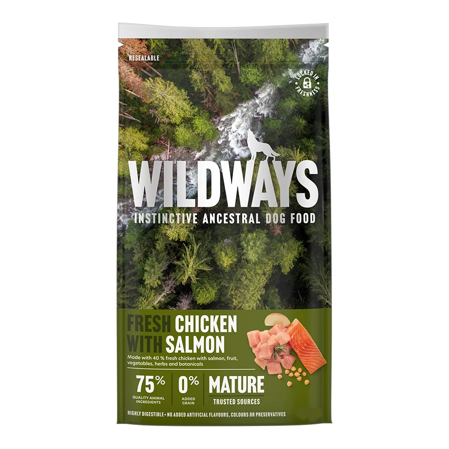 Smooth Wildways Dry Senior Dog Food Fresh Chicken with Salmon Vegetables Fashionable