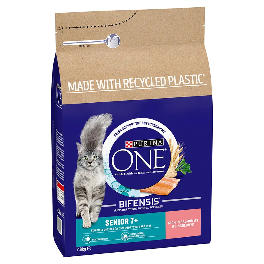 Authentic Purina ONE Dry Senior 7 Cat Food Rich in Salmon 2.8kg First-Class