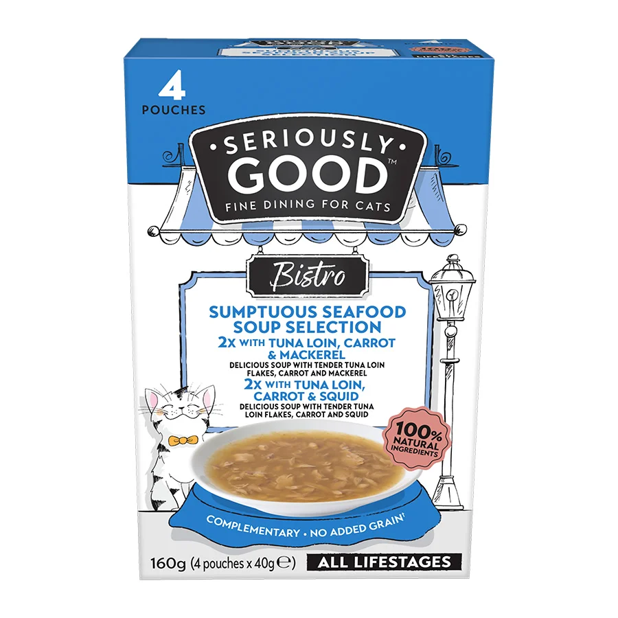 High-Grade Seriously Good Wet Cat Food Sumptuous Seafood Soup Selection 4 x 40g Reliable