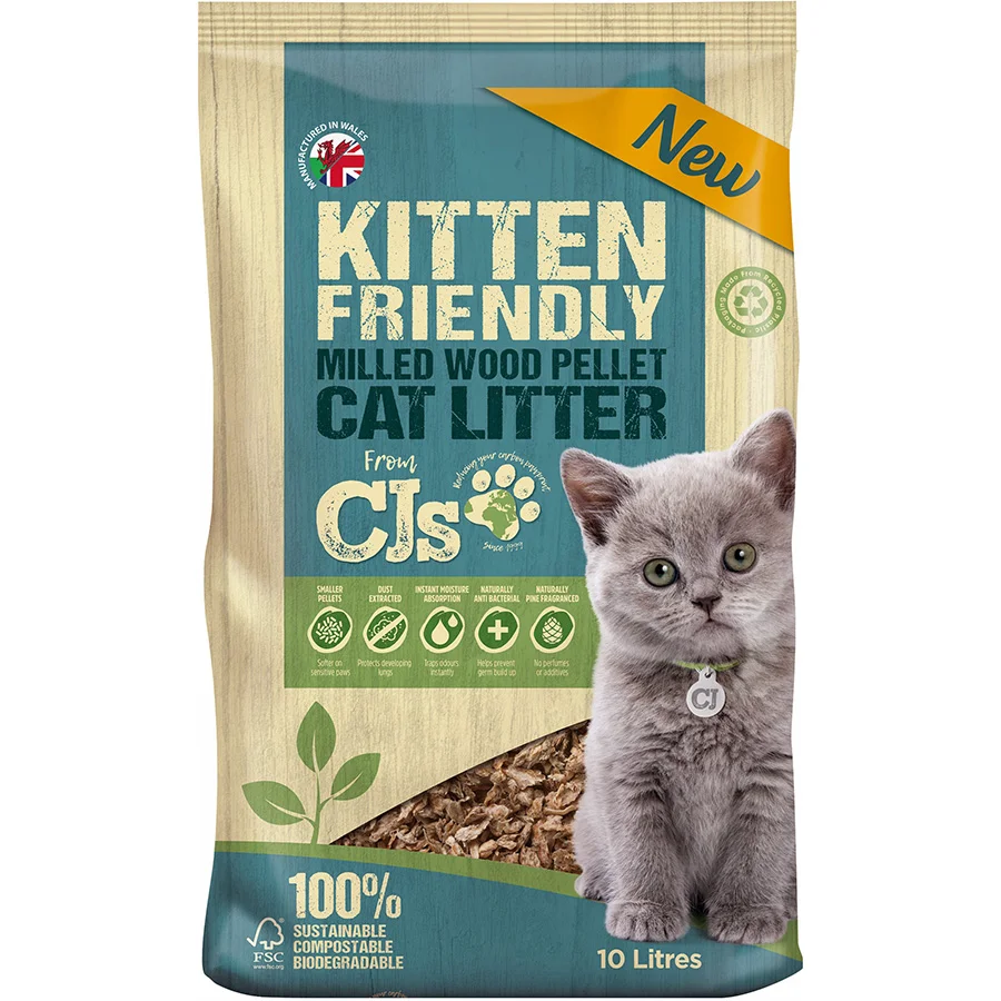 Classic CJ x27 s Pine Spruce Scented Milled Wood Non Clumping Kitten Litter 10L Optimized