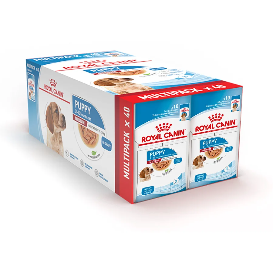 Responsible Royal Canin Medium Breed Wet Puppy Food Multipack in Gravy 40x140g Pouches Original Design