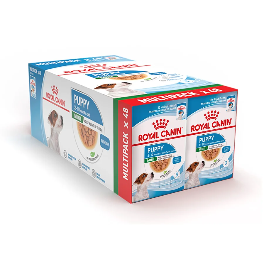 Quality Royal Canin Mini Breed Wet Puppy Food Multipack in Gravy 48x85g Pouches Casual
