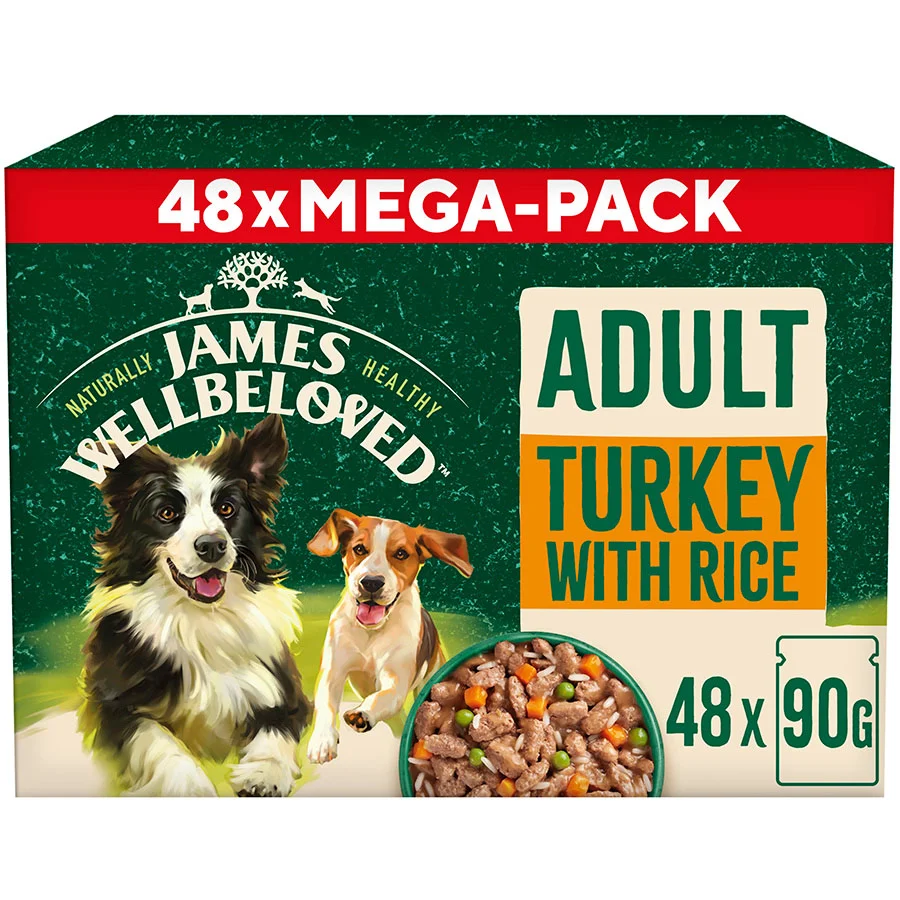Optimized James Wellbeloved Adult Wet Dog Food Turkey Rice Mega Pack 48x90g Pouches Fast