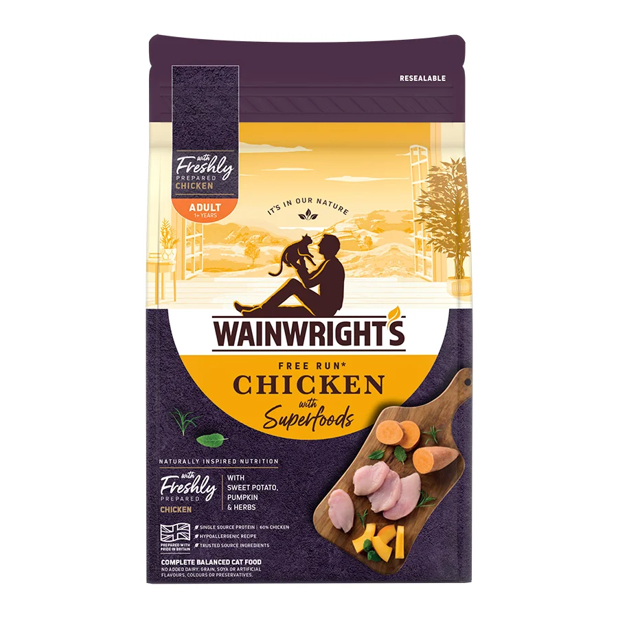 Powerful Wainwright x27 s Dry Adult Cat Food Run Chicken with Superfoods 1.5kg Eco-Friendly
