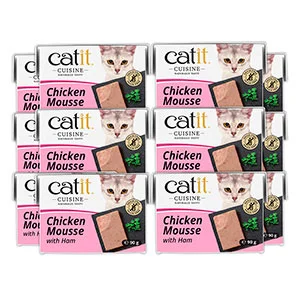 Certified Catit Cuisine Wet Adult Cat Food Chicken Mousse with Ham 12 x 90g Stylish