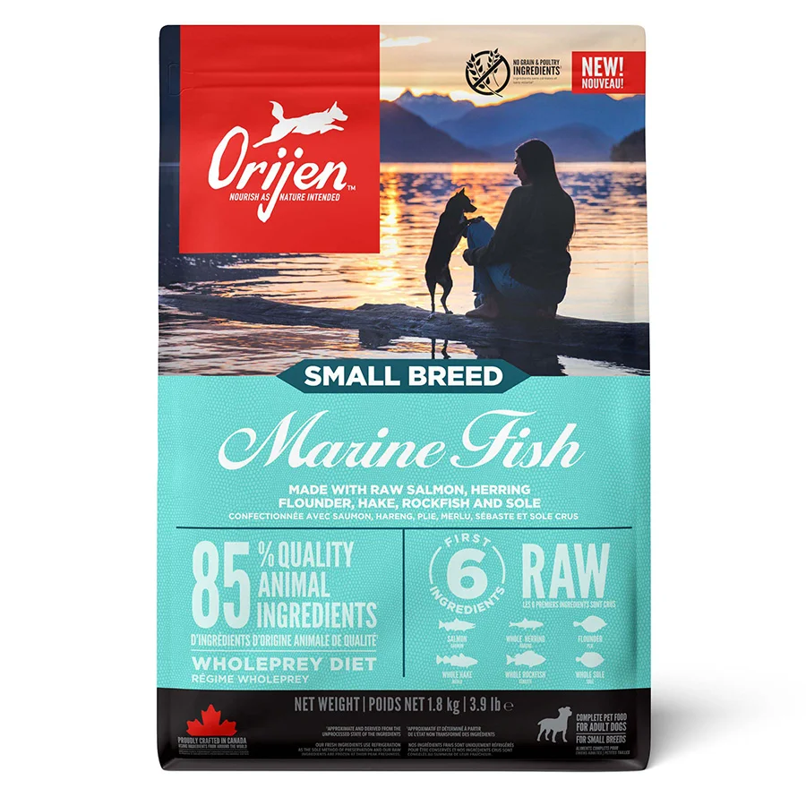Practical Orijen Complete Small Breed Dry Adult Dog Food Marine Fish Salmon Herring 1.8kg Trendy