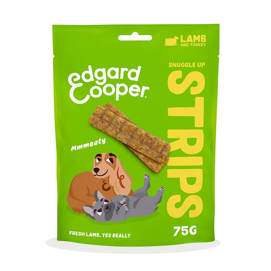 High-Grade Edgard Cooper Dog Treat Strips Lamb 75g Fine