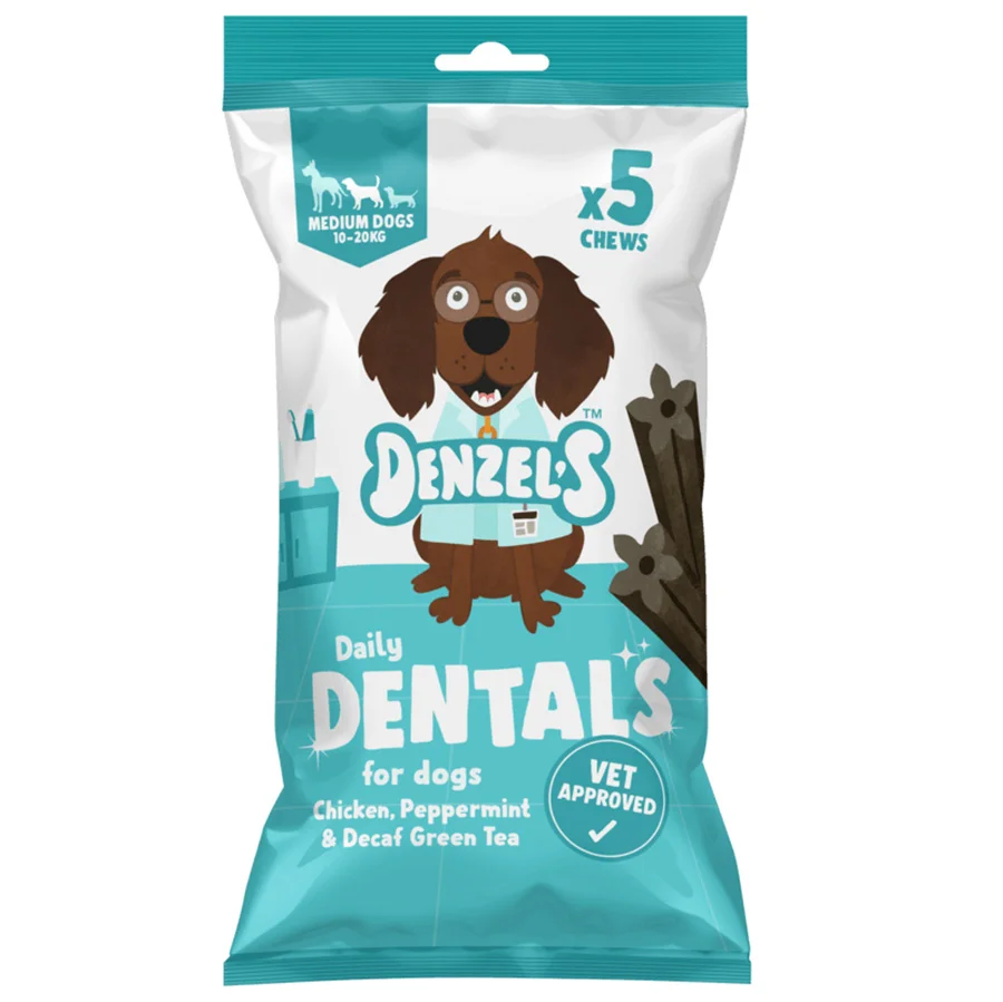 Casual Denzel x27 s Daily Dentals Medium Dog Treats Chicken Peppermint 5 Pack Sustainable