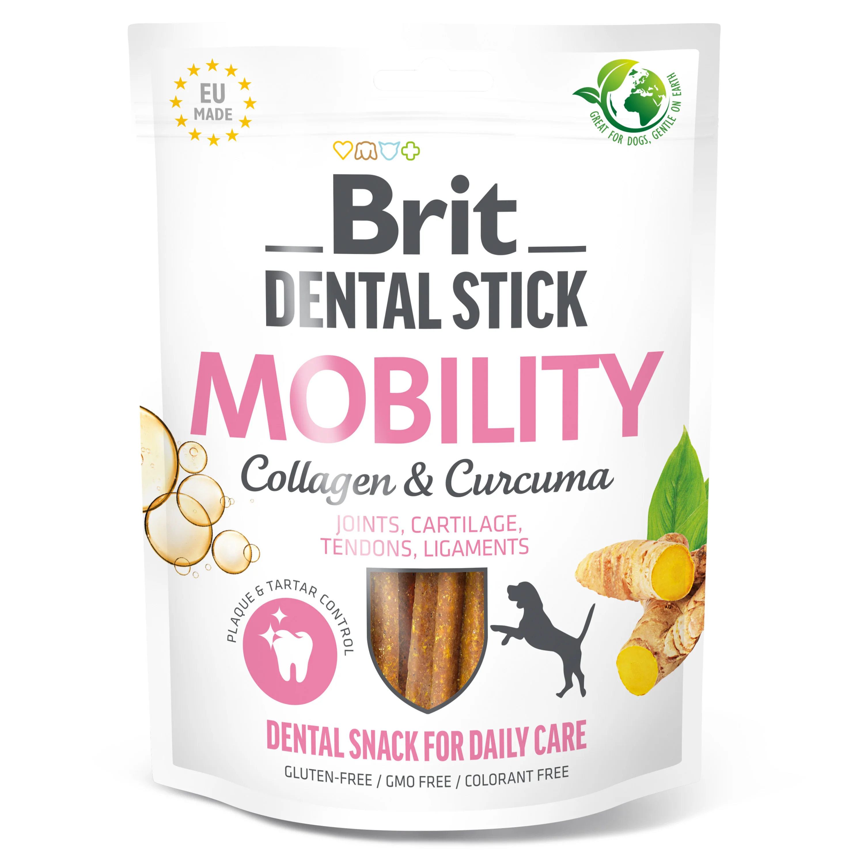 Easy-to-Use Brit Curcuma and Collagen Dog Dental Stick 251g Green