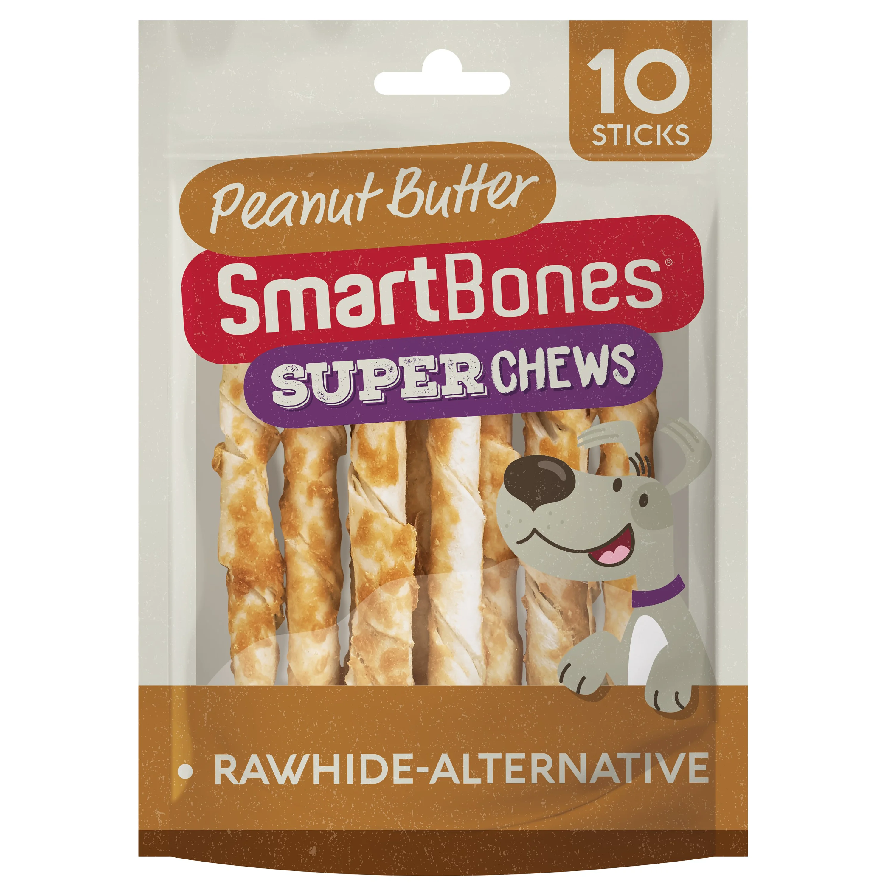 Premium SmartBones Super Chews Rawhide Peanut Butter Sticks Dog Treats 10 Pack High-End