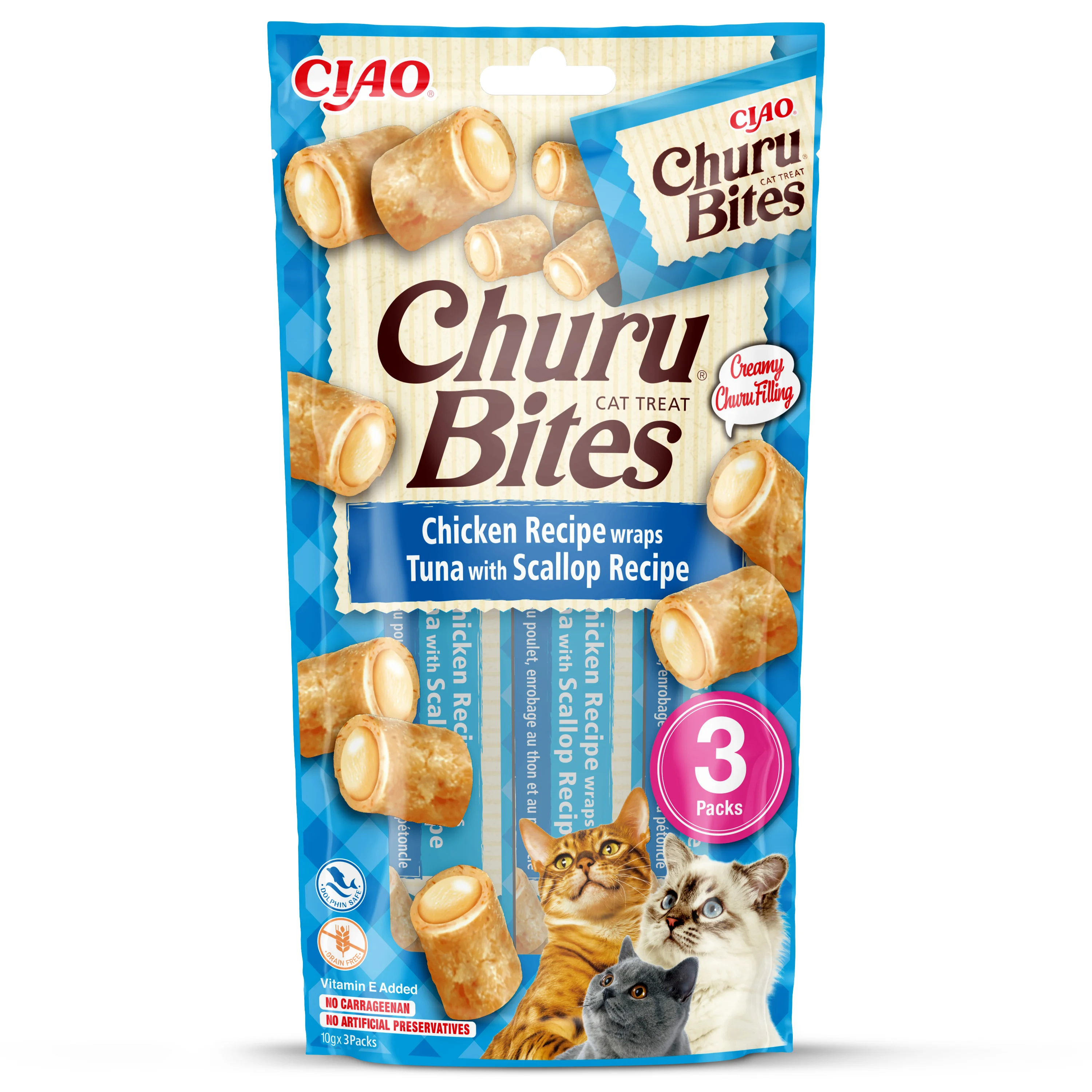 Artisan Ciao Churu Cat Treat Bites Chicken， Tuna Scallop 3x10g Lightweight
