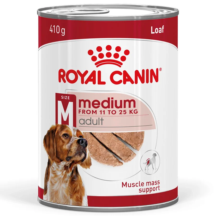 Minimalist Royal Canin Medium Wet Adult Dog Food in Loaf 410g Can Crafted
