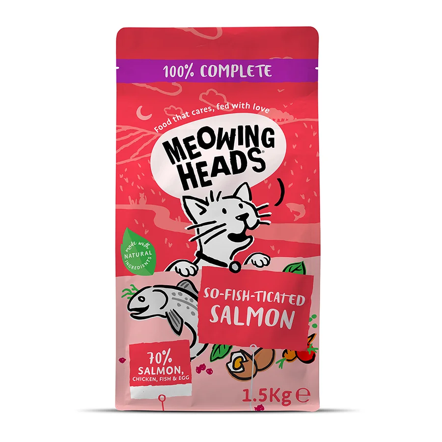 Contemporary Meowing Heads So-fish-ticated Dry Adult Cat Food Salmon 1.5kg Fine