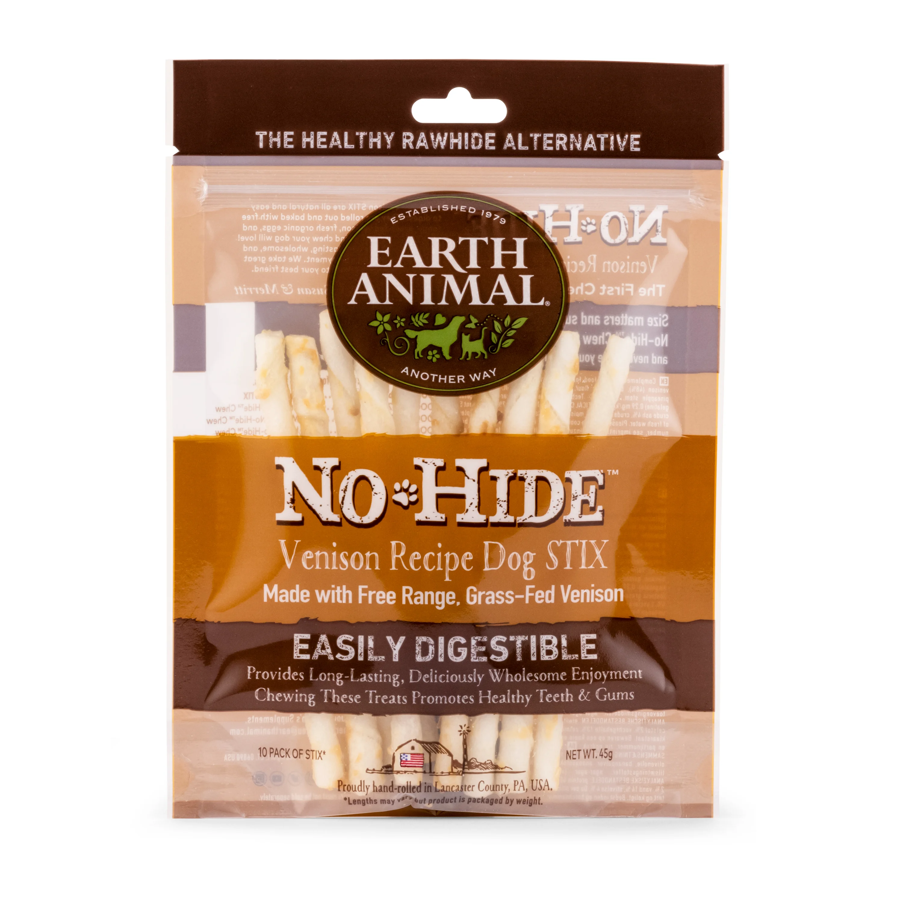 Enhanced Earth Animal No-Hide Dog Treats Venison Stix x10 45g Classic