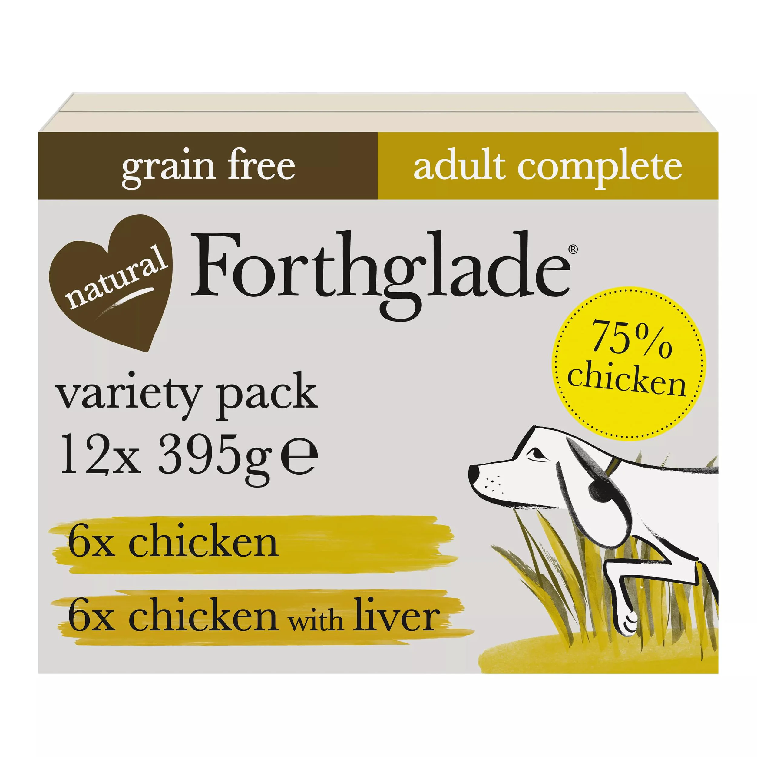 Elegant Forthglade Natural Grain Adult Wet Dog Food Variety Pack Poultry 12x395g Convenient