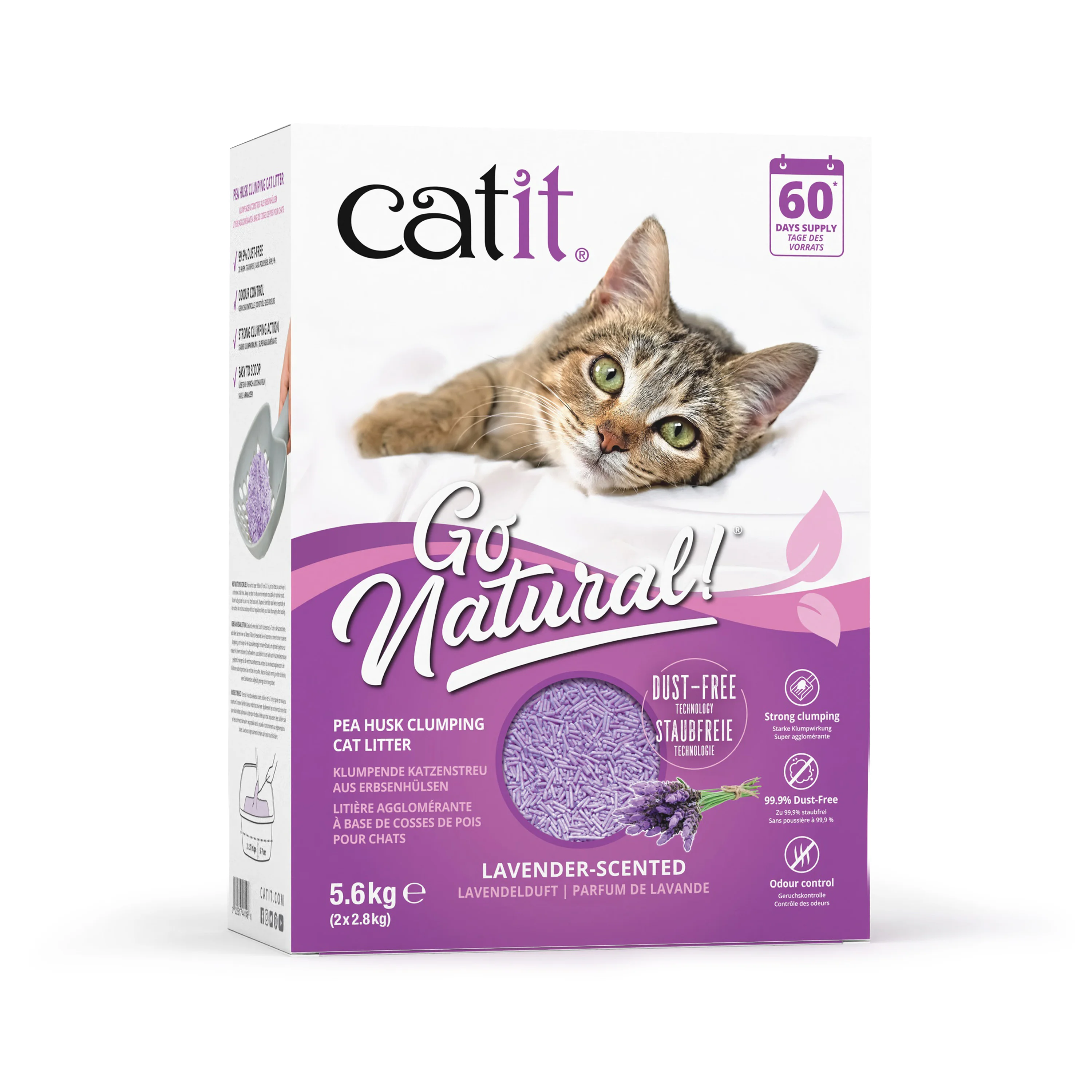 Classic Catit Go Natural Pea Husk Ultra Clumping Lavender Scented Cat Litter Innovative