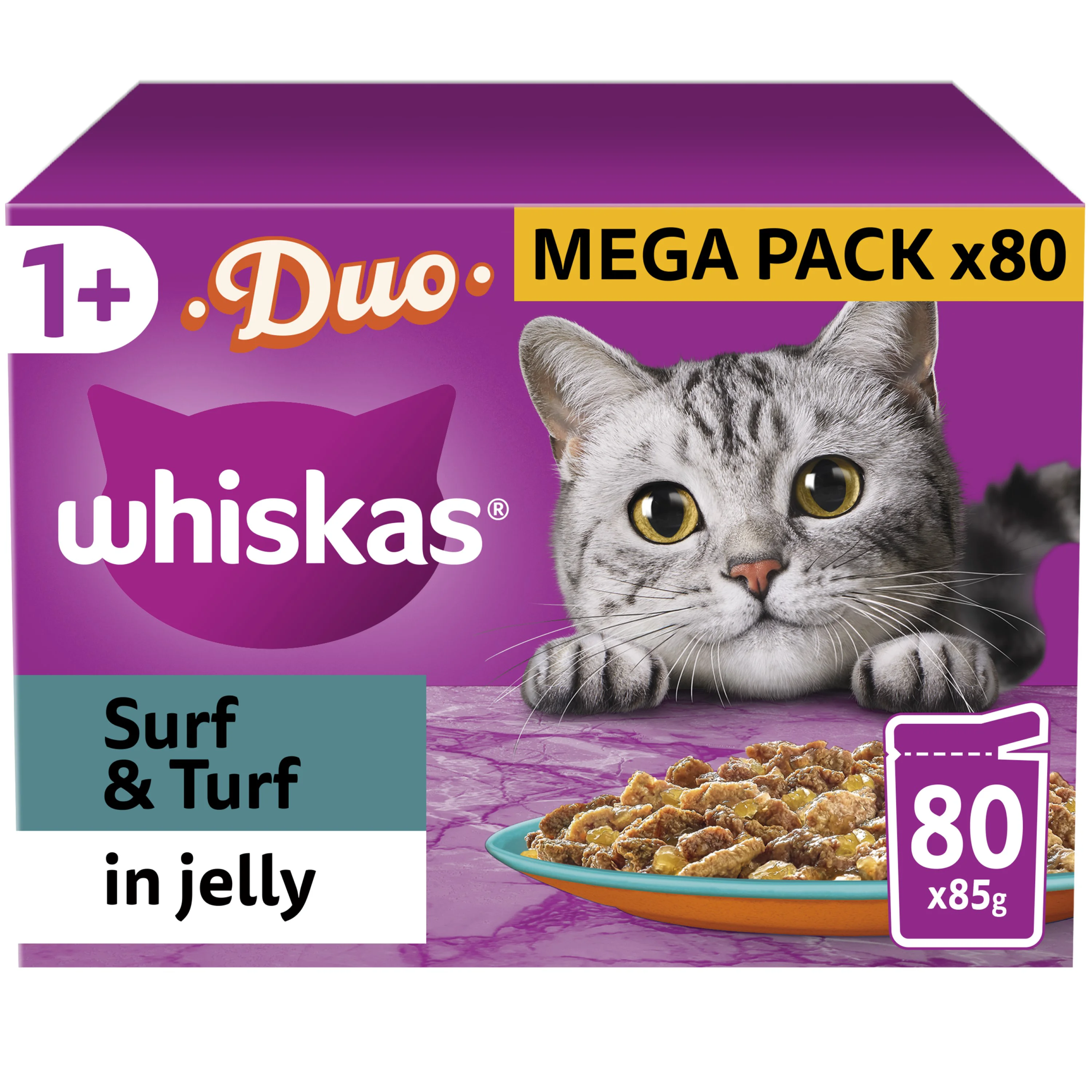 Efficient Whiskas 1 Adult Wet Cat Food Duo Surf Turf In Jelly 80x85g Innovative