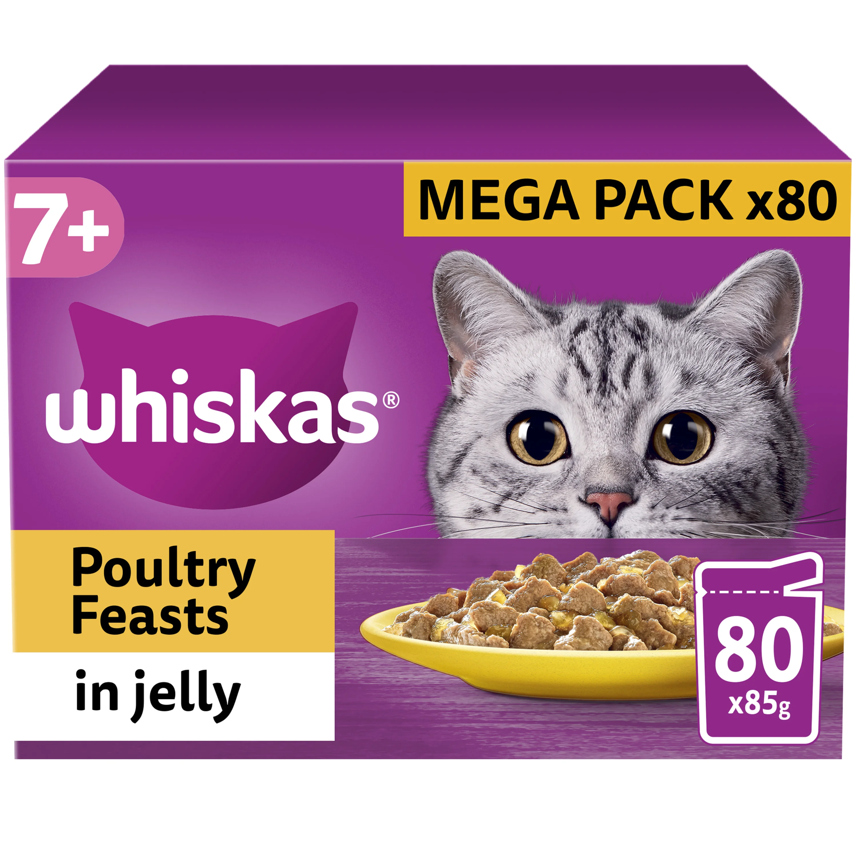 Fine Crafted Whiskas 7 Senior Wet Cat Food Poultry In Jelly 80x85g Professional