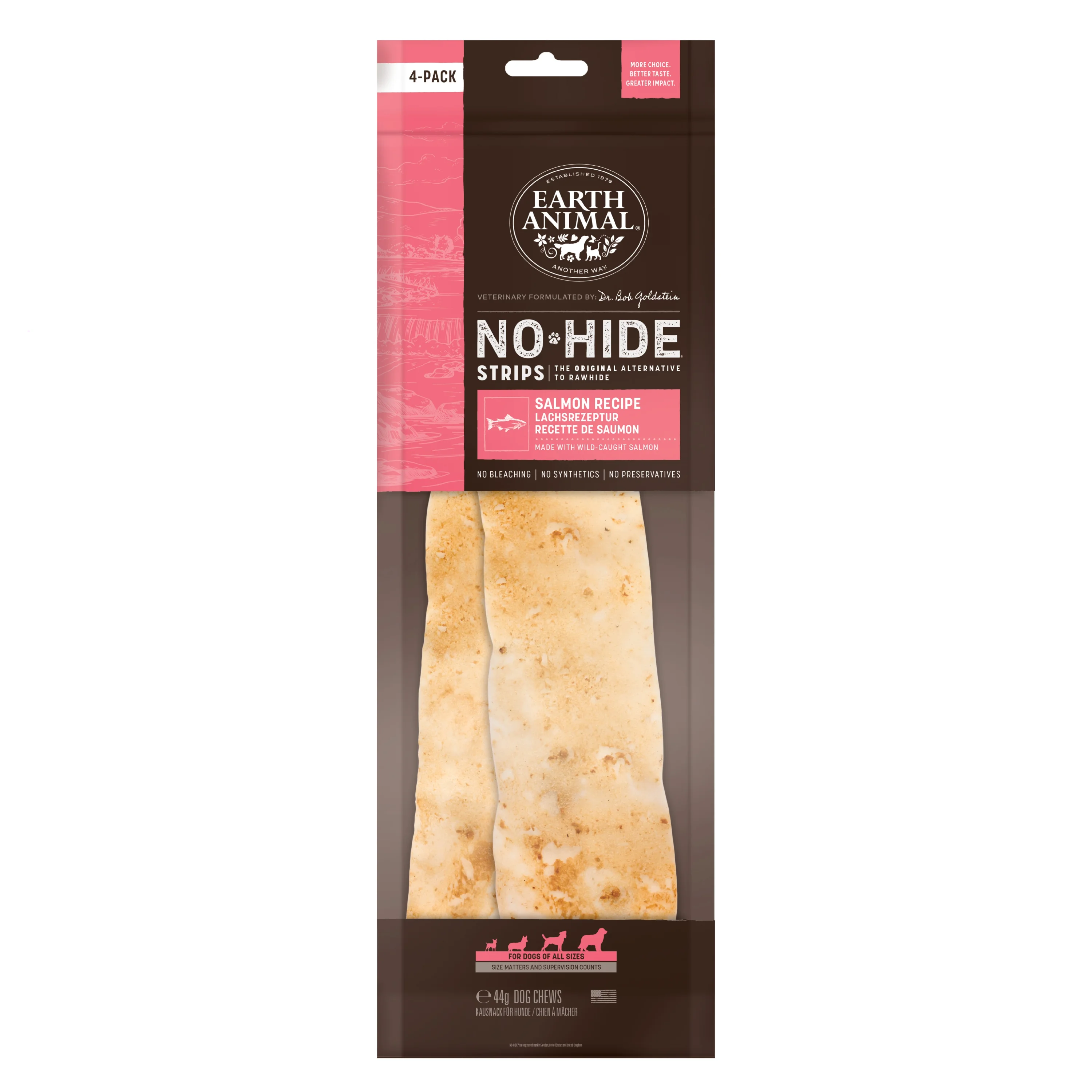 Innovative Earth Animal No-Hide Dog Treat Strips Salmon x4 44g Detailed