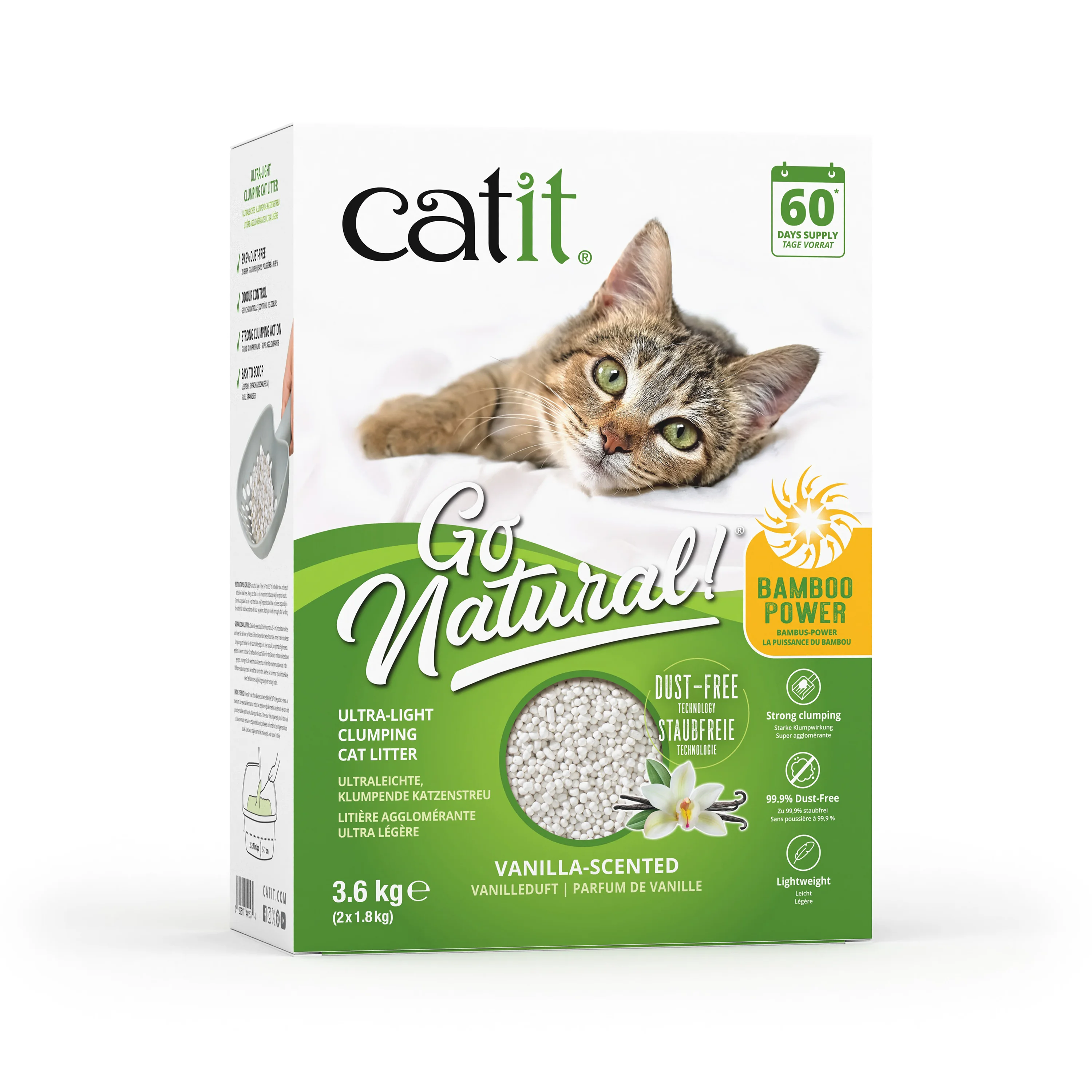 Original Design Catit Go Natural Ultra-light Bamboo Clumping Vanilla Scented Cat Litter 3.6kg Stylish