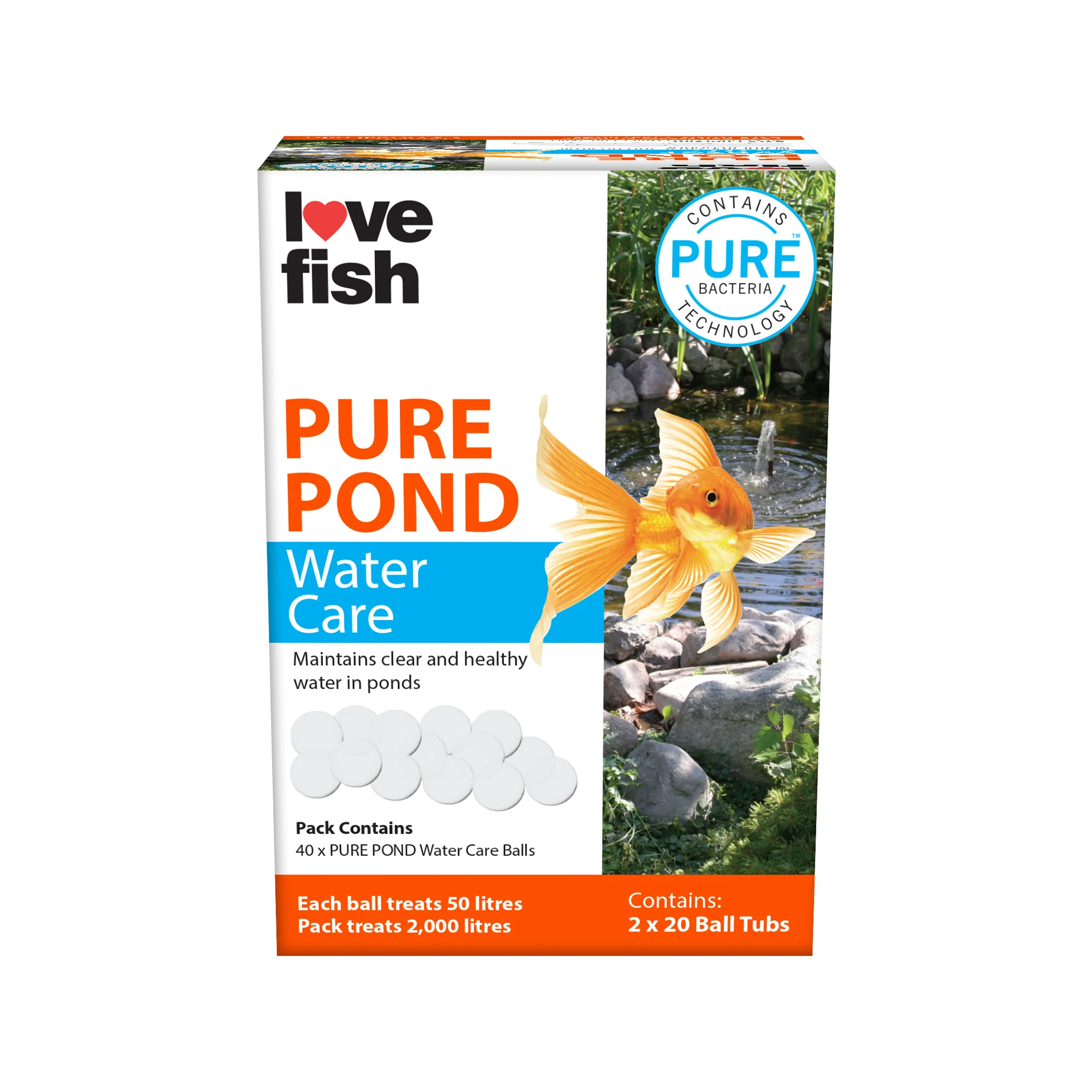 Easy-to-Use Love Fish Pure Pond Water Care Balls x40 Modern