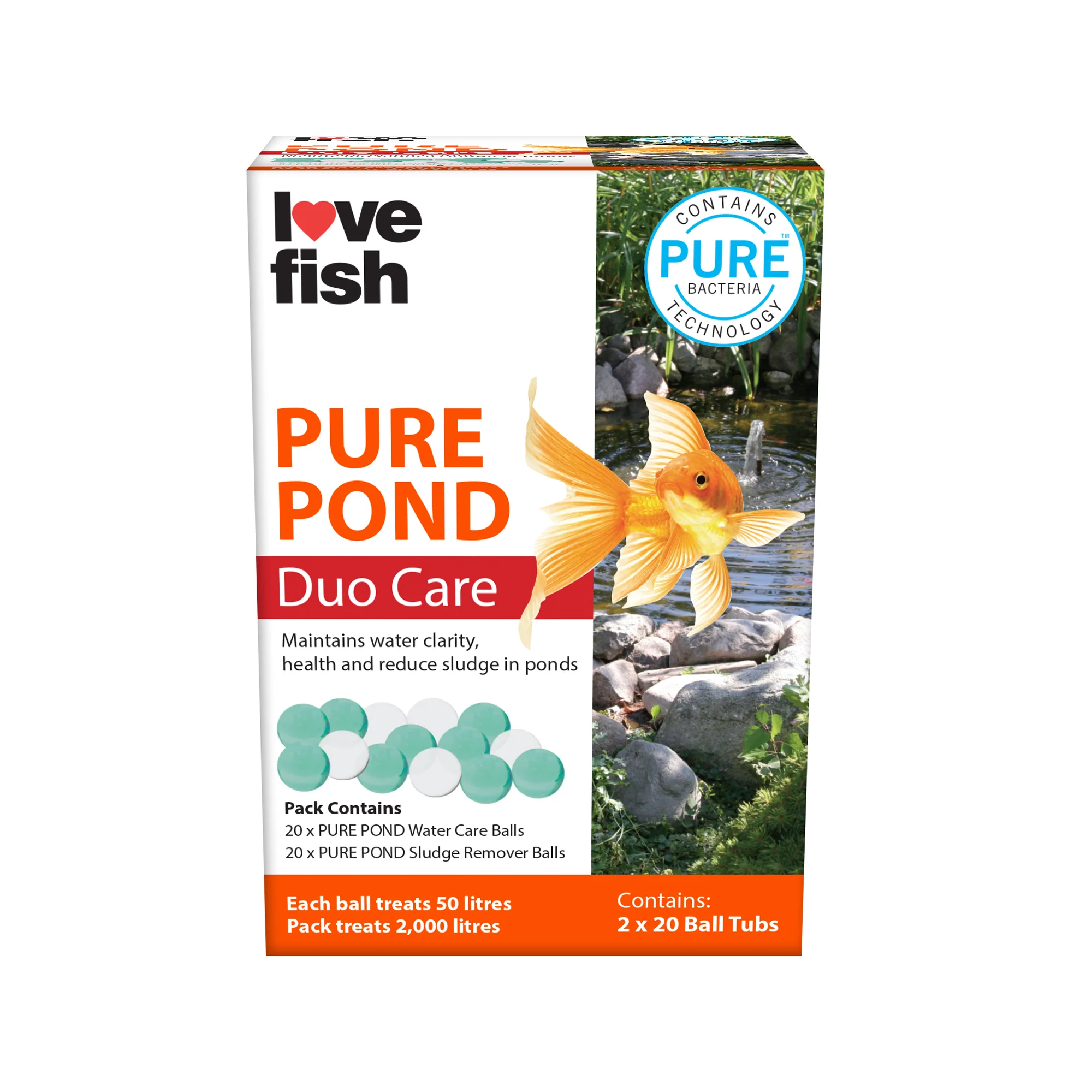 Verified Love Fish Pure Pond Duo Care Balls x40 Easy-to-Use