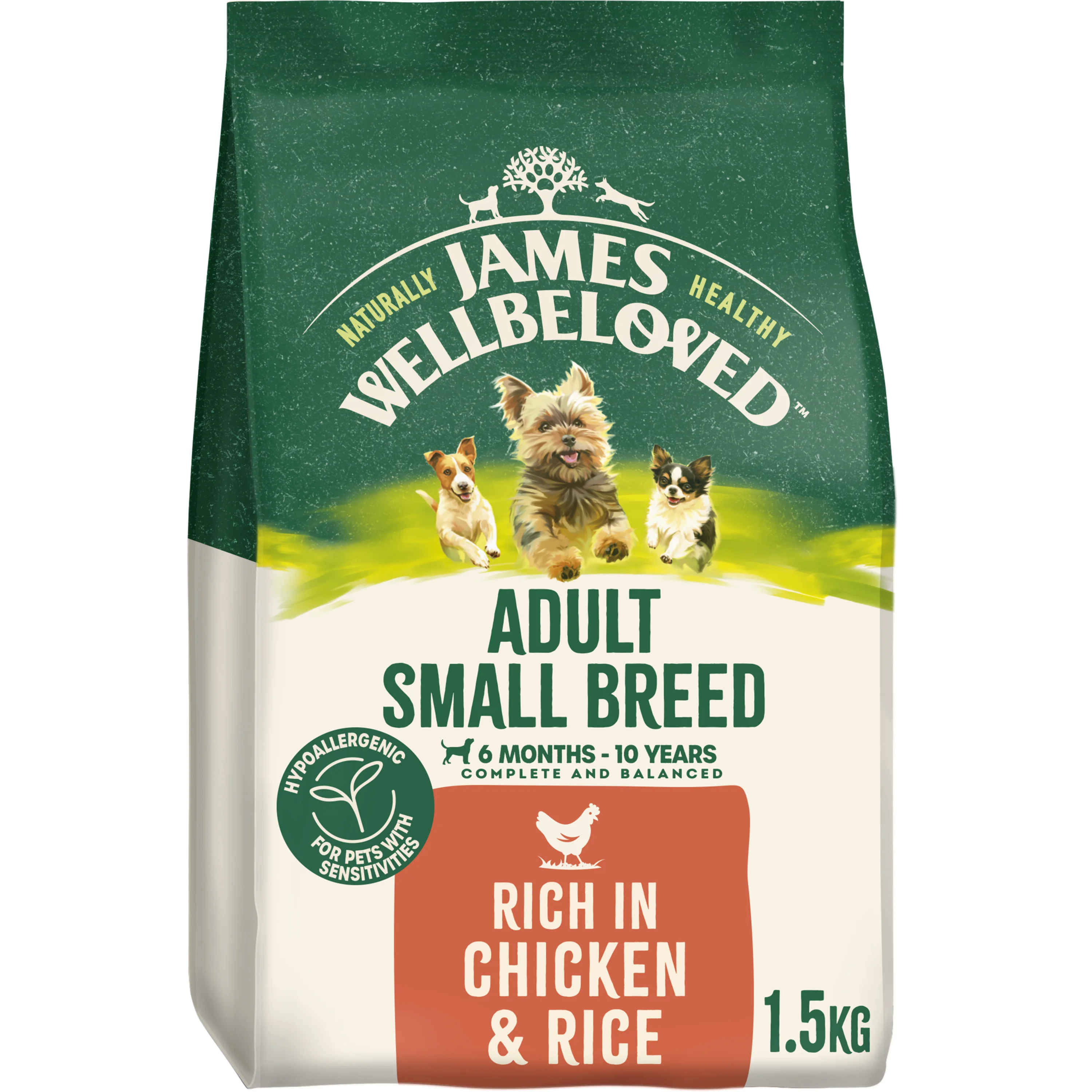 Detailed James Wellbeloved Small Breed Adult Dry Dog Food Chicken Rice 1.5kg Advanced